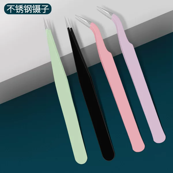 Stainless steel tweezers straight tip electronic tweezers precision thickened anti-static tweezers pointed elbow tweezers bird's nest beauty tweezers