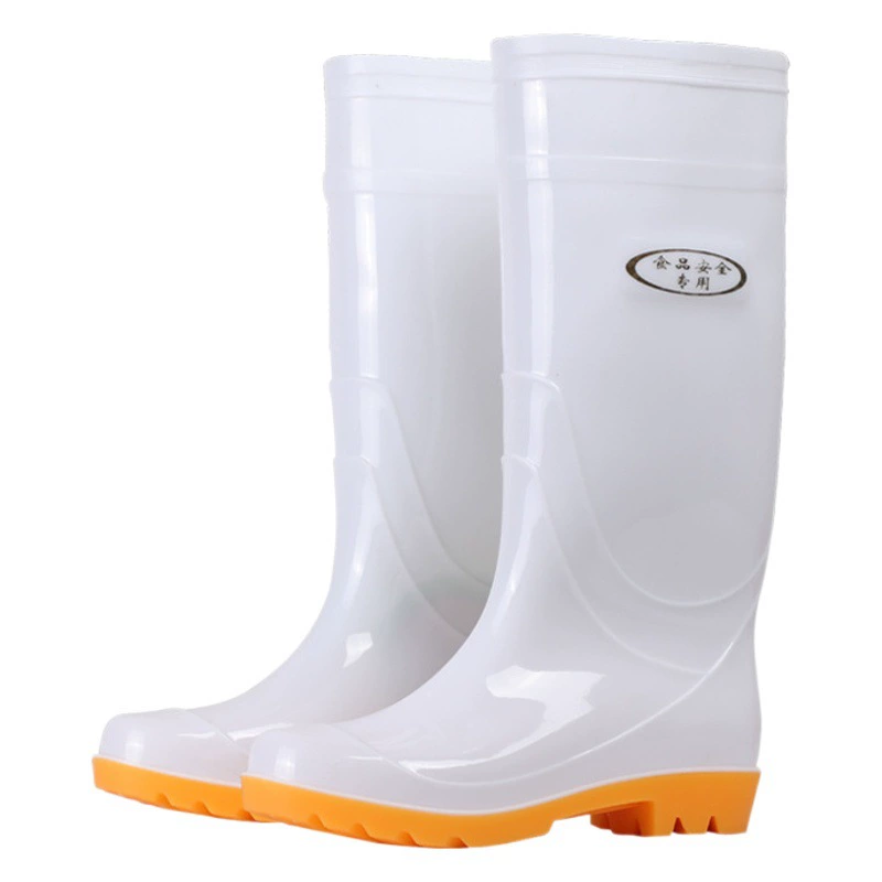 Высокотрубчатая пищевая обувь из ПВХ, кухонные резиновые сапоги для защиты труда для мужчин и женщин, Нескользящие износостойкие водонепроницаемые, устойчивые к кислотам и щелочам рабочие непромокаемые сапоги
