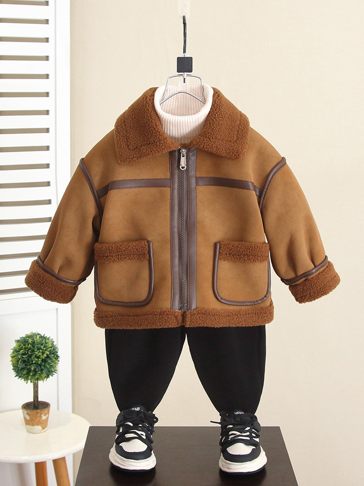 Chaqueta para Niños 6723, Otoño-Invierno 2026, Nuevo Modelo, Ropa de Invierno para Bebés con Cuero y Piel Integrados, Forro Polar y Diseño Moderno image 6