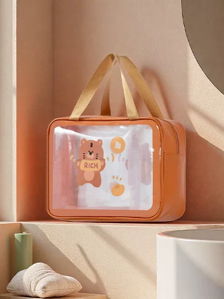 New Convenient Dry and Wet Separation Women's Makeup Bag Pu Waterproof Bag Large Capacity Travel Swimming Bag Toiletry Storage Bag