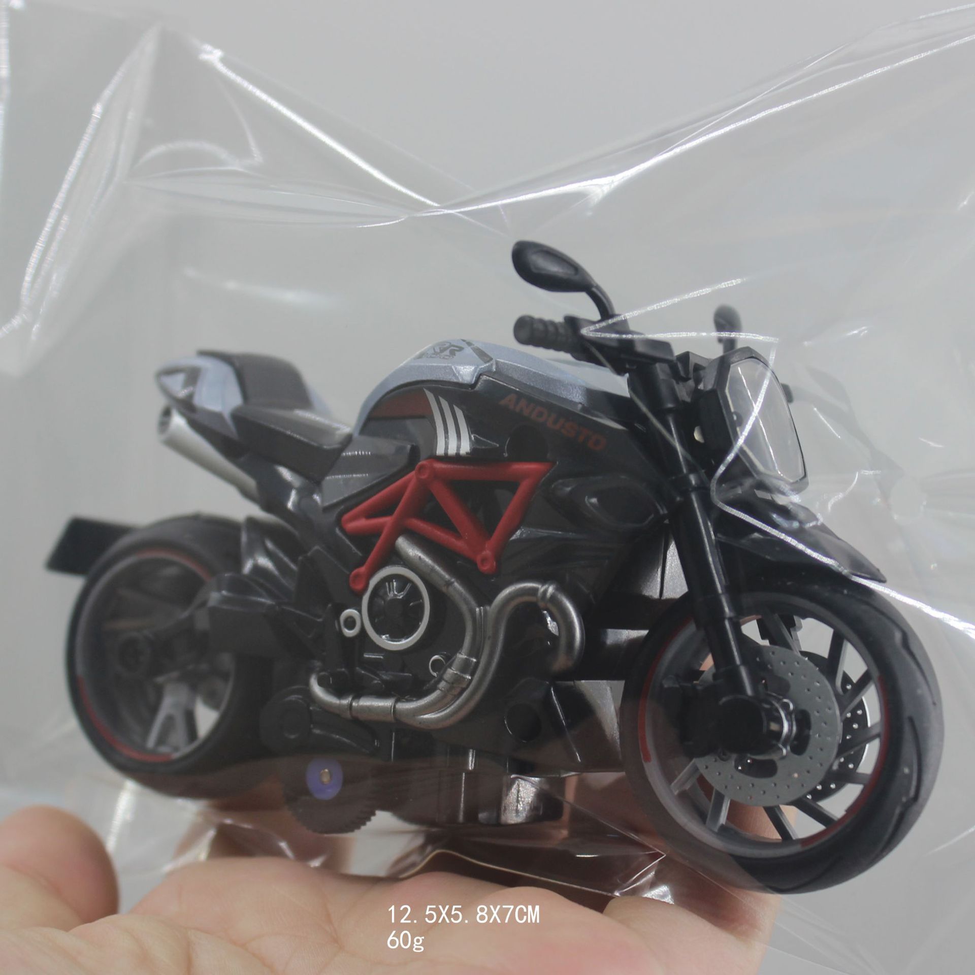 OPP 가방 60G 회색 H7788-4 시뮬레이션 오토바이 모델 12.5X5.8X7CM