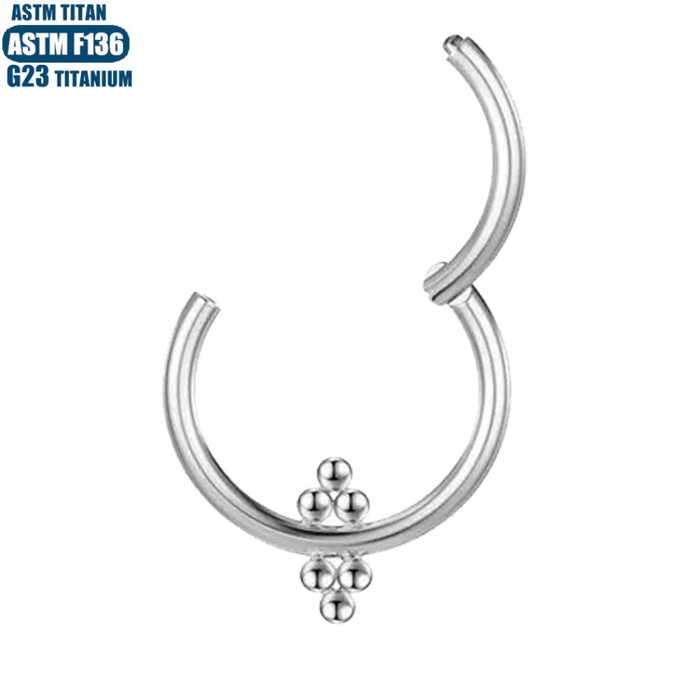 G23 Titanium Nose Ring with Welded Ball, Implantable Ear Cartilage Septum Earring for Women, Conch Shape detail image 7