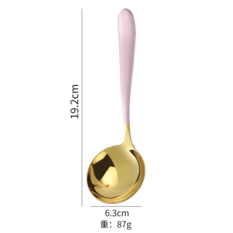 Cuchara de sopa de acero inoxidable 304 vajilla doméstica cuchara de sopa mango largo cuchara redonda profunda cuchara de sopa 304 cuchara colador cuchara