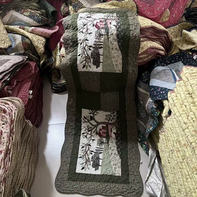 Wholesale] Korean Cotton Bedside Mat, Avtomobil döşəmə paspasları - beautiful-home-green-bedside-mat-or-car-mat-for-rear-seat-50x135cm