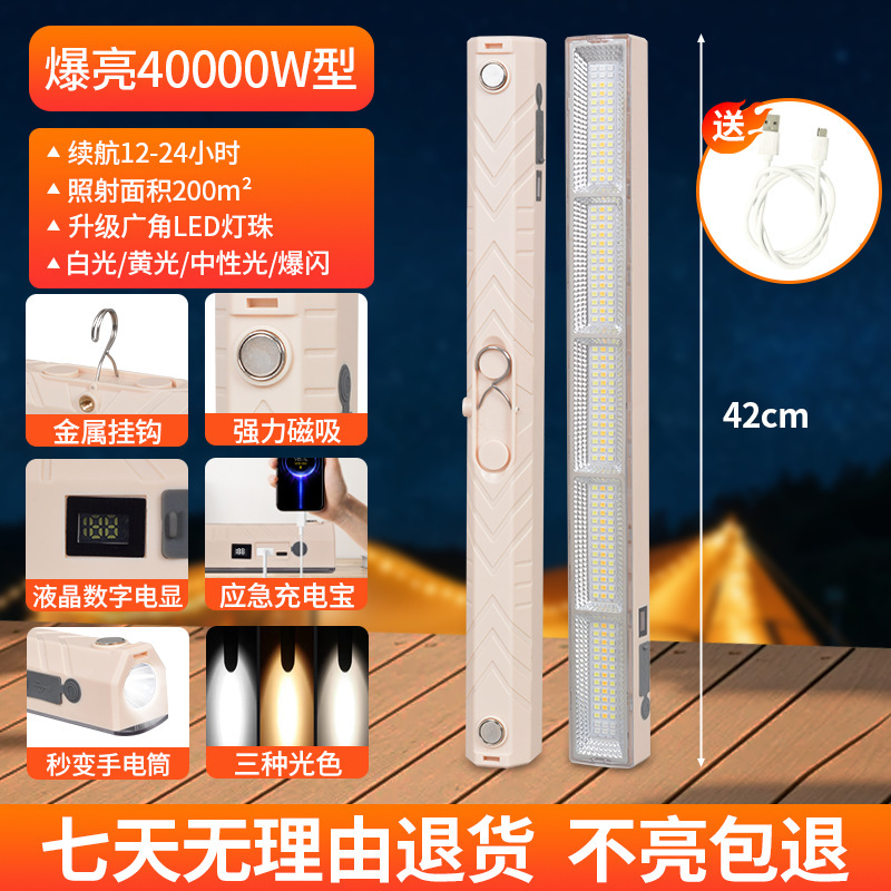 Iluminación de carga LED transfronteriza puestos de mercado nocturno luz de emergencia de corte de energía doméstica tubo de carga de camping de succión magnética inalámbrica