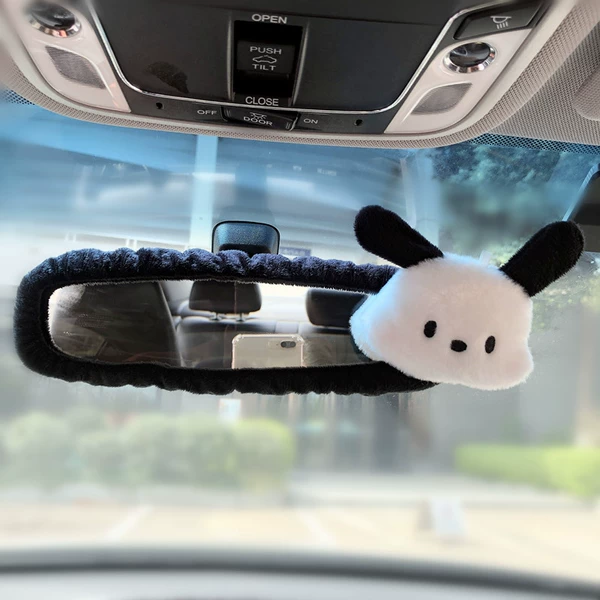 Pacou dog standing ears-black rearview mirror sleeve