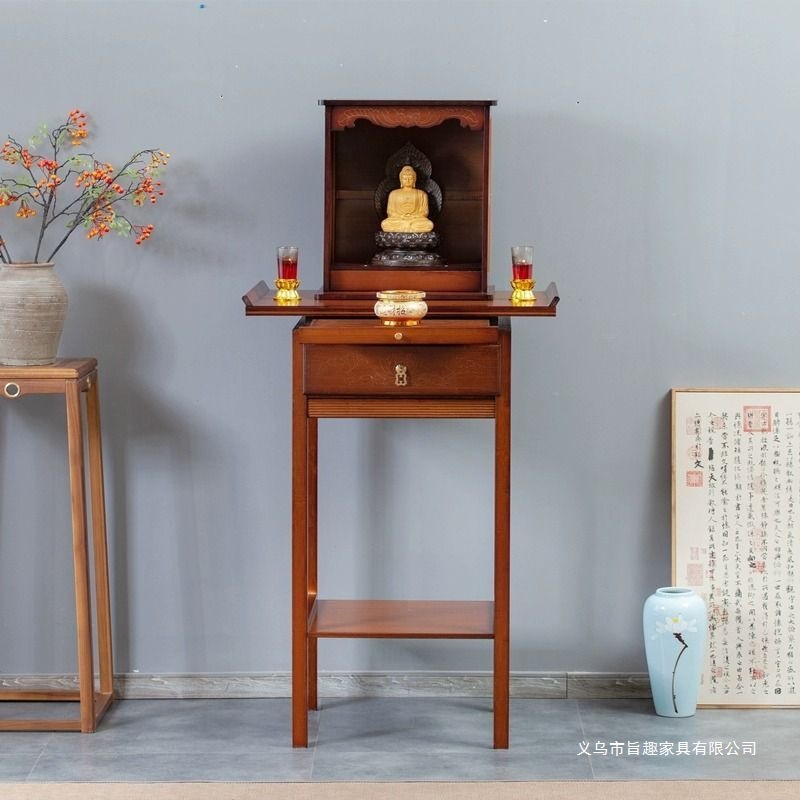 God of Wealth Altar Table Incense Stand Living Room Altar Home New Chinese Style Entrance Shelf Altar God of Wealth Cabinet Display Buddha Cabinet