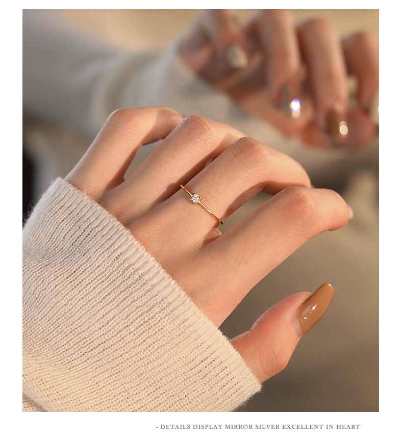 5g Weight Zircon Inlay Material Open Rings, Rings Classification 925 Sterling Silver Geometric Zircon Open Rings Rings