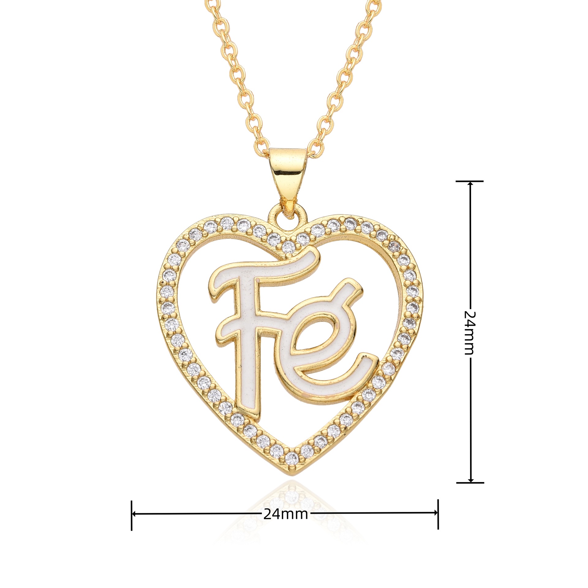 1 Piece Quantity Copper Cable Chain Enamel Inlay Letter Heart Shape Zircon Pendant Necklace