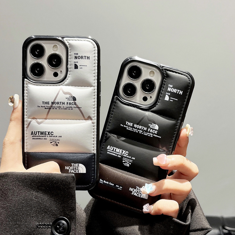 Suitable for Apple 16 mobile phone case tide brand leather cotton down jacket 15Pro new 13 all-inclusive anti-fall X foreign trade