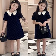 预售 2026春夏新款女童连衣裙 藏青色镂空字母连衣裙 可爱 小公主