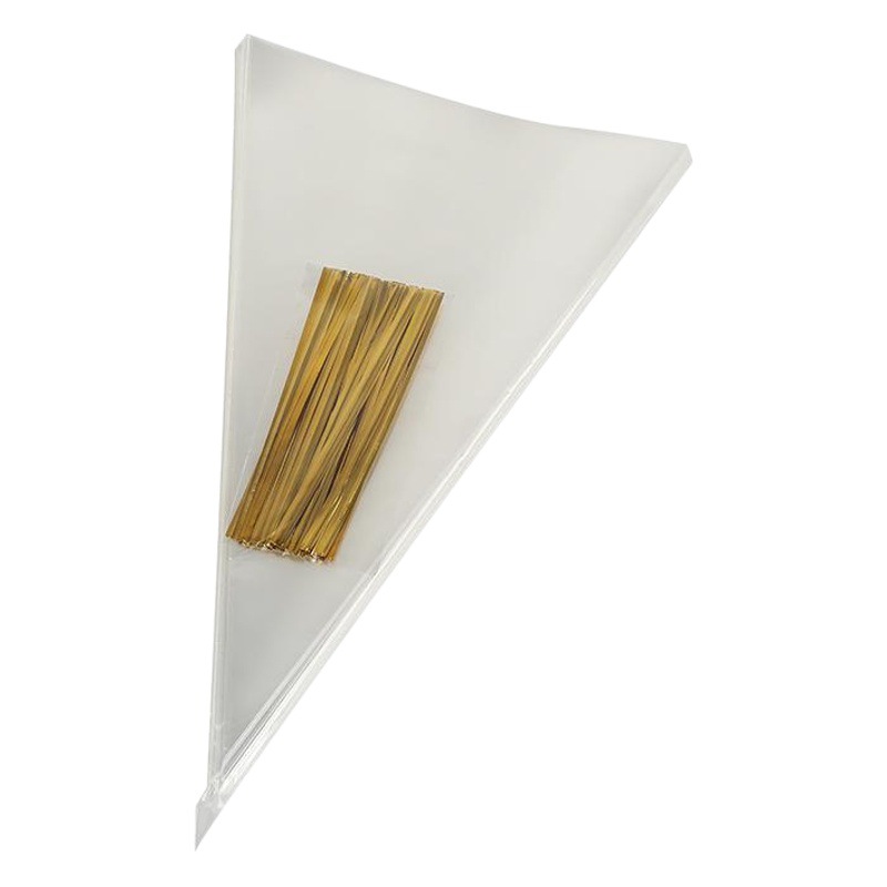 En stock OPP triángulo bolsa de alimentos para hornear dulces bolsa cono de helado de chocolate caramelo bolsa de embalaje de palomitas de maíz