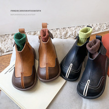 儿童马丁靴春秋新款女童单靴走秀男童短靴时尚皮靴宝宝靴子软底潮