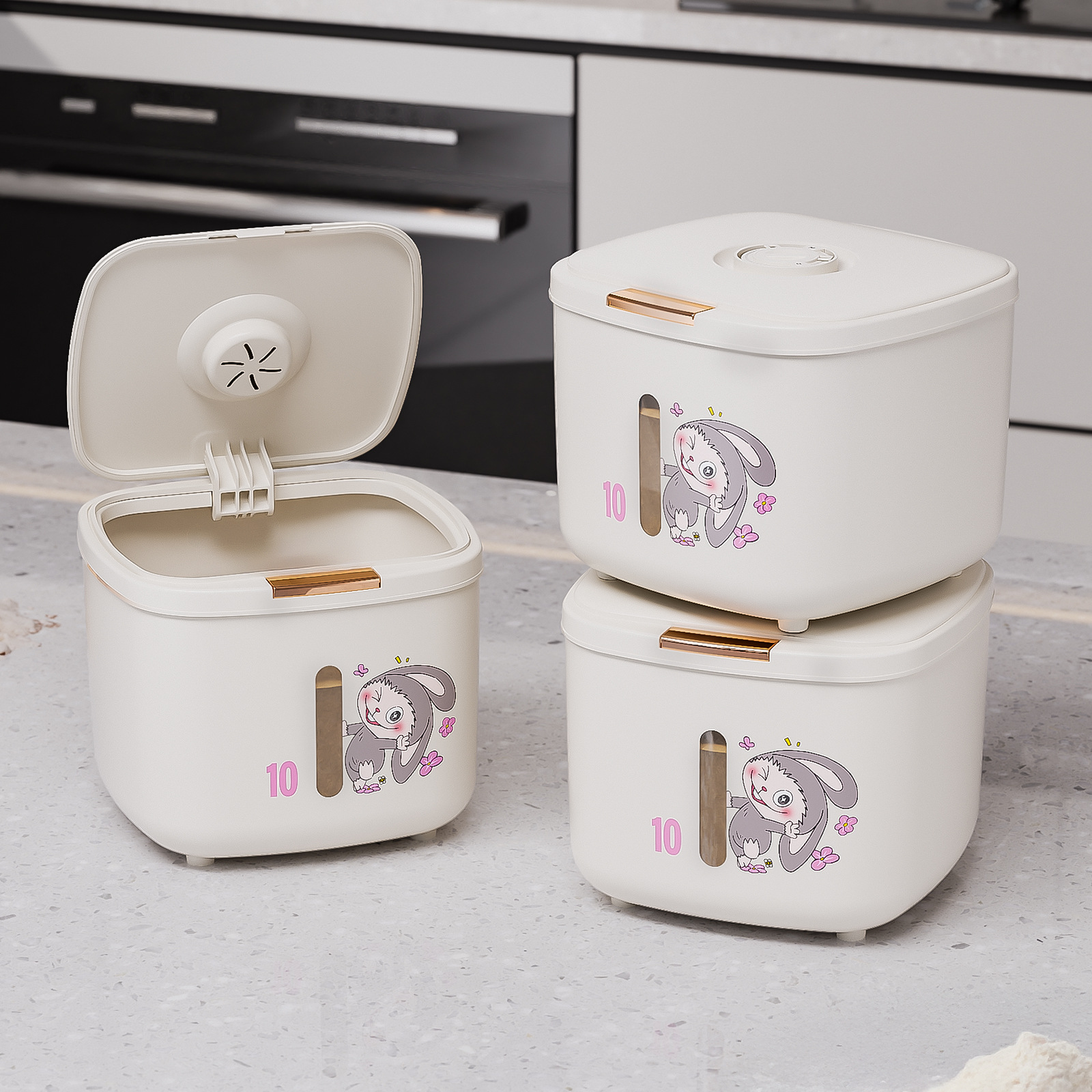 Hermoso barril de arroz a prueba de insectos y humedad, caja de arroz de grado alimenticio, tanque de almacenamiento de granos, cilindro de arroz