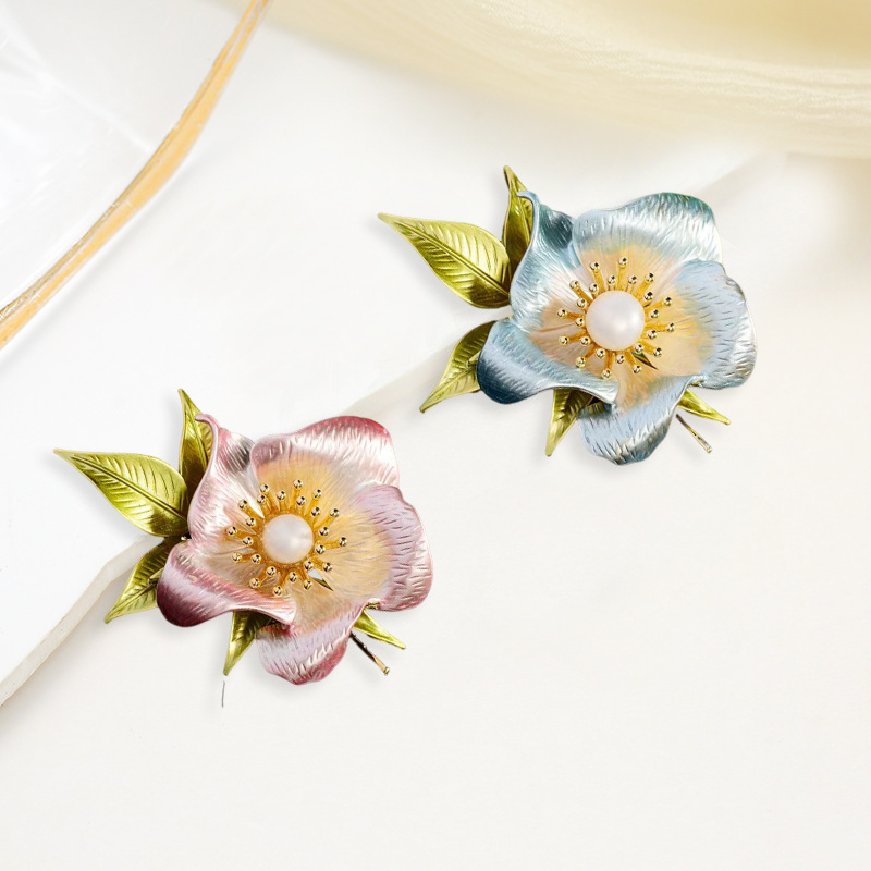 Camellia Brooch Enamel Flower Pin For Women Elegant Suit Accessory_voghion.com