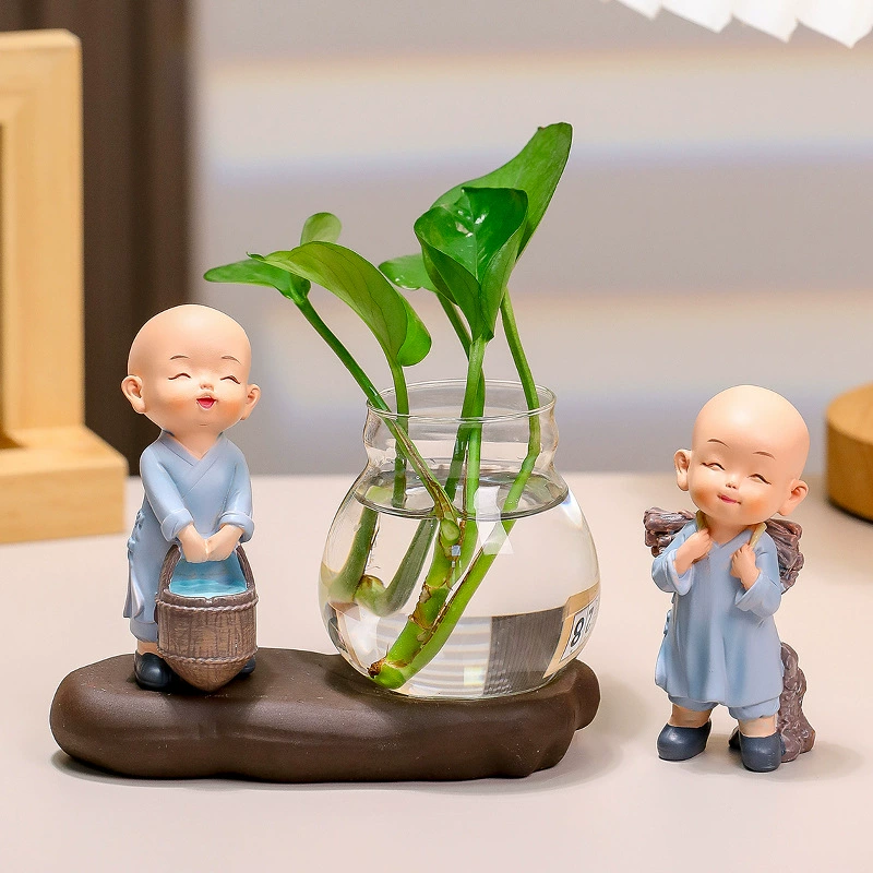 Ваза монах Цветочная композиция для гостиной Небольшая украшение гидропонная растительная посуда стеклянная вода для цветов офисные украшения столешницы
