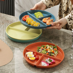 Ins-style plastic breakfast plate 211 weight loss plate Korean divided plate household portion plate round fruit plate