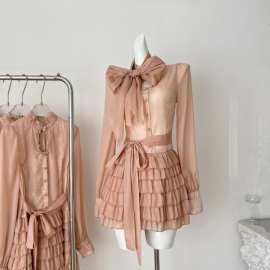 秋上新"莉莉丝小姐"温柔别致浪漫风雪纺薄纱收腰显瘦蓬蓬裙