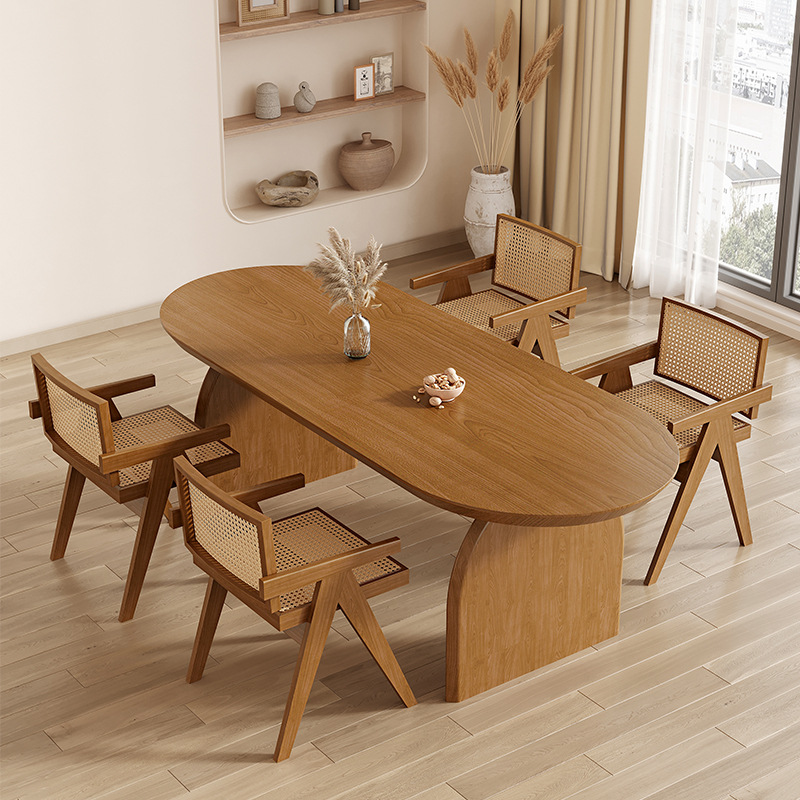 北欧实木餐桌小户型客厅原木休闲洽谈桌家用餐厅简约餐桌椅组合