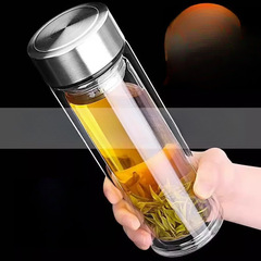 防烫摔不烂玻璃杯耐摔高温硼硅双层玻璃杯保护套 茶杯
