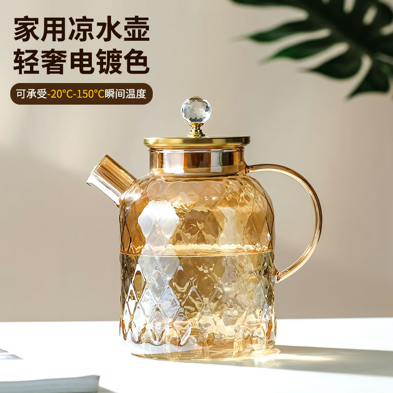 BB4C批發家用耐高溫玻璃冷水壺涼白開水扎壺大容量涼水瓶果汁