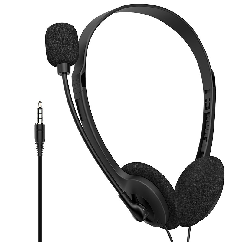 Wired over-ear 3.5MM headset, single plug, dual plug call center headset, with microphone for phone and computer use