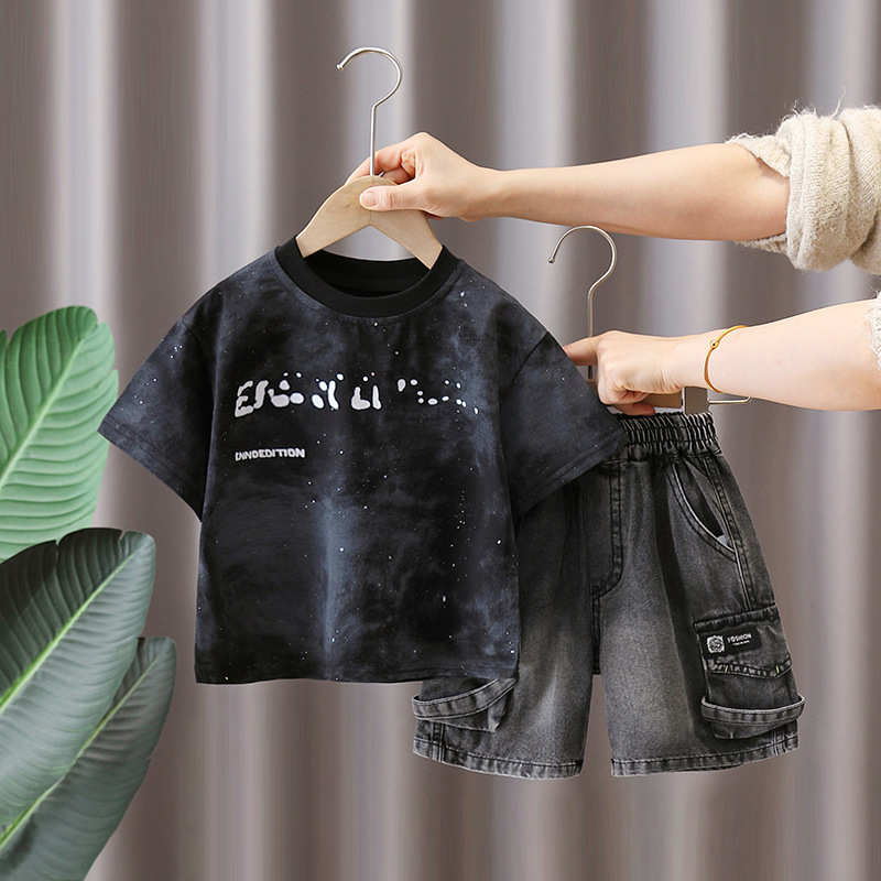 7131 ropa para niños traje para niños verano coreano camiseta de manga corta pantalones cortos estilo de verano para niños