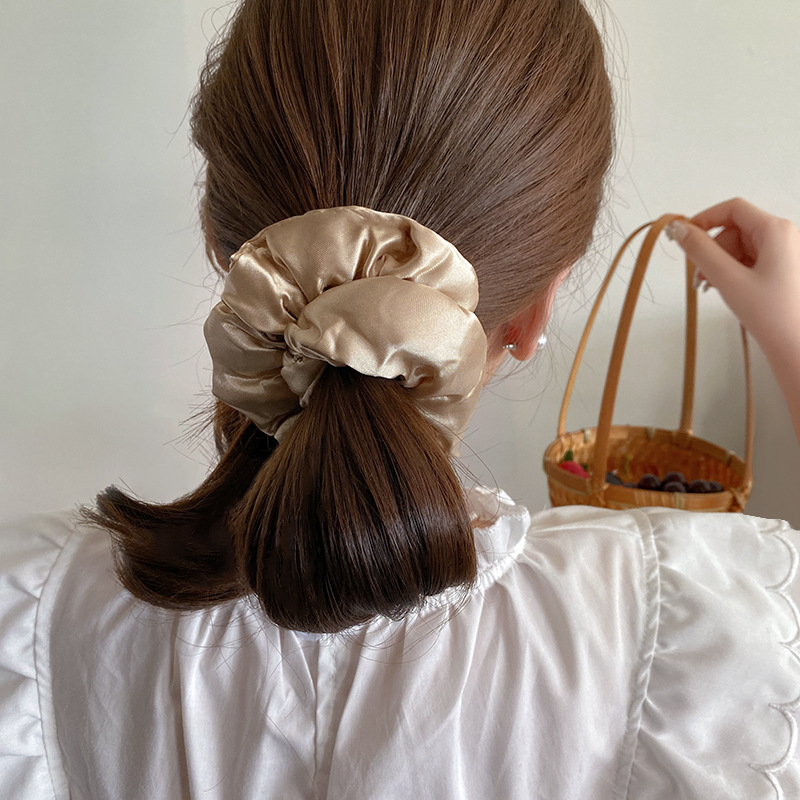 Estrellas almohada para dormir anillo de cabello para mujeres de color sólido satén cuerda de cabello de intestino grueso estilo francés cuerda de cabello de cabeza de banda de goma de intestino grueso