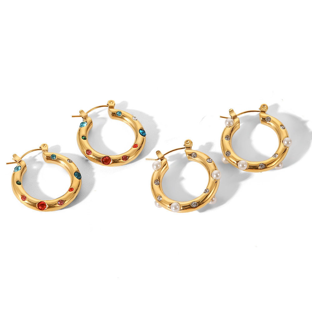 1 Paar Eenvoudige Stijl Geometrisch Patroon Galvaniseren 316 Roestvrij Staal Zirkoon Oorbellen display picture 2