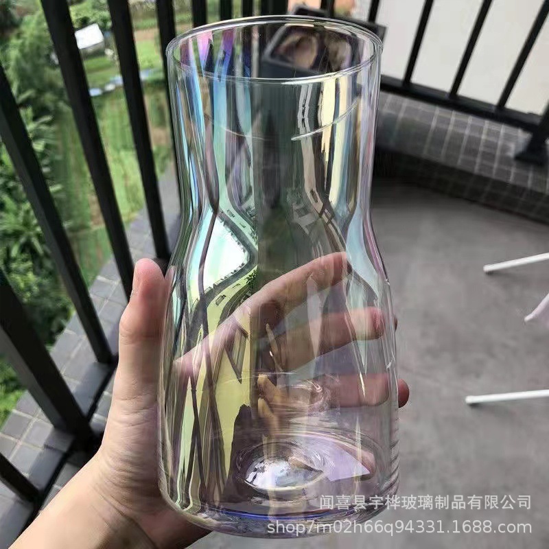 批發北歐極光幻彩玻璃花瓶透明插花水養簡約桌面小清新玻璃瓶