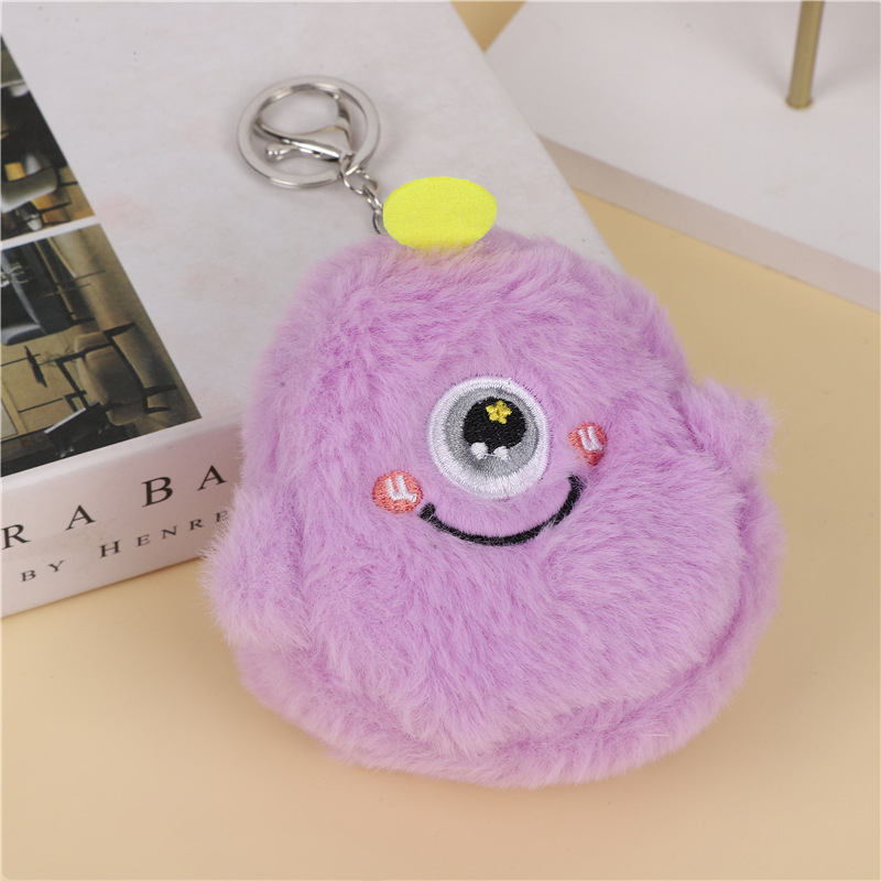 Corazón de una niña lindo pequeño monstruo bolso de cambio de peluche bolso de monedas de auriculares portátiles bolso de almacenamiento multifuncional bolso de llaves