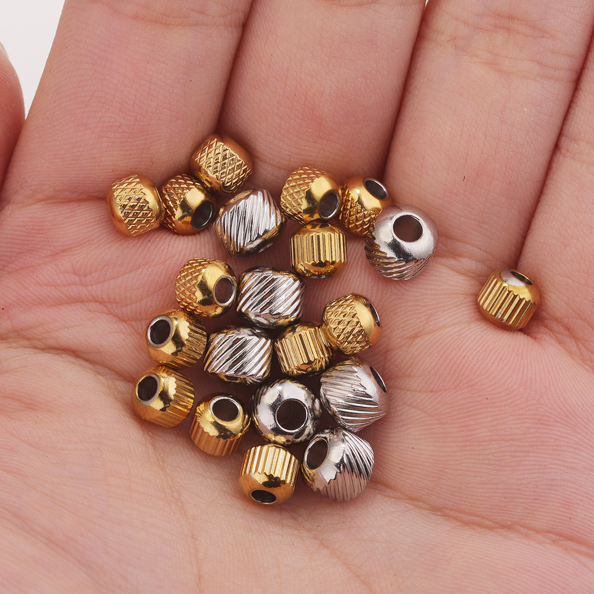 Cuentas de malla de acero inoxidable cuentas de perforación cuentas de tubo a través de agujero de perforación cuentas de tubo largo cuentas de acero DIY accesorios de joyería hechos a mano