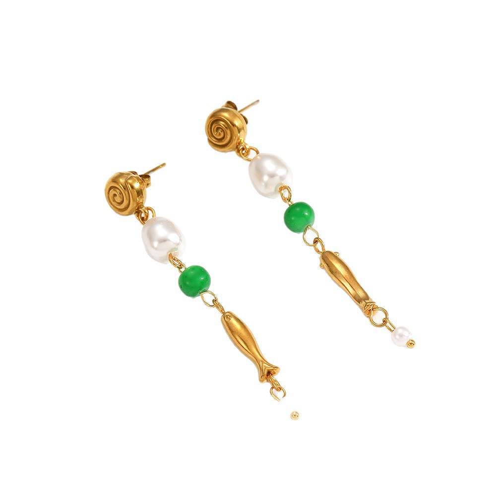 Pendientes de acero inoxidable de caracol estilo ins Pendientes de acero inoxidable Moda femenina Commuter Sentido avanzado Pendientes de oro de 18k que no se desvanece