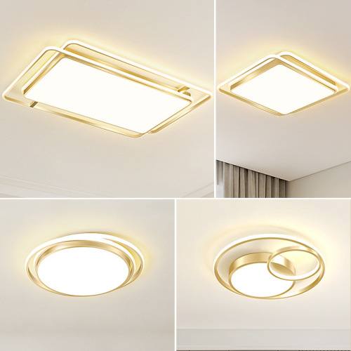 Golden Modern Minimalist LED Bedroom Lamps Nordic Creative Restaurant Lights Elegant and Luxurious Living Room Ceiling Lights Set