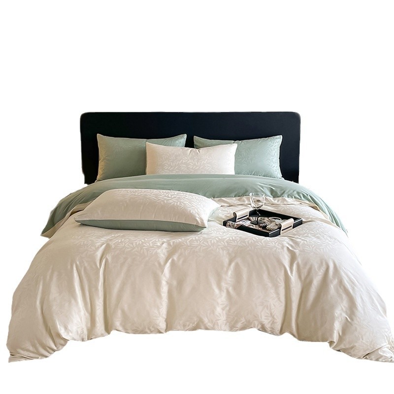 Todo algodón 60s tributo satin Jacquard cuatro piezas de algodón puro Jacquard algodón espeso Nantong cuatro piezas de tela doméstica