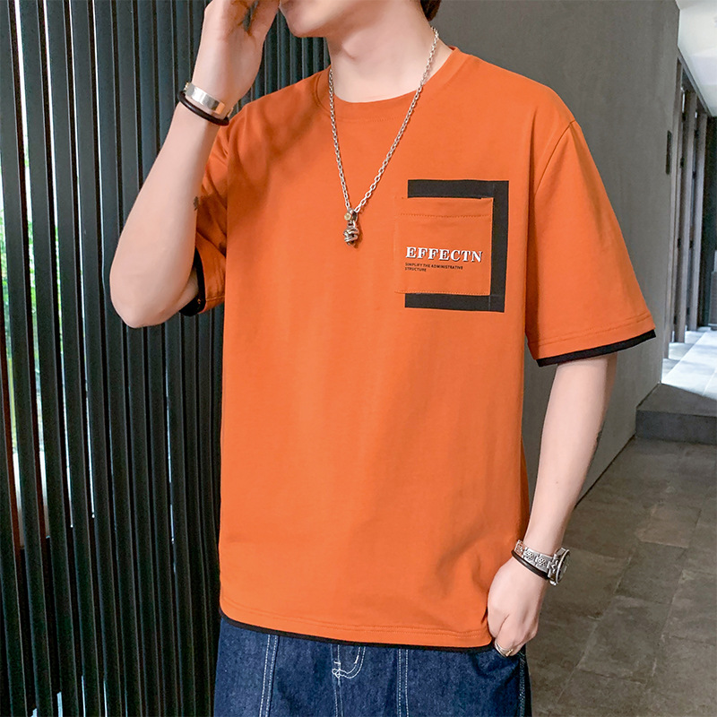 Cotton summer trend short sleeve T-shirt for leisure with a round…