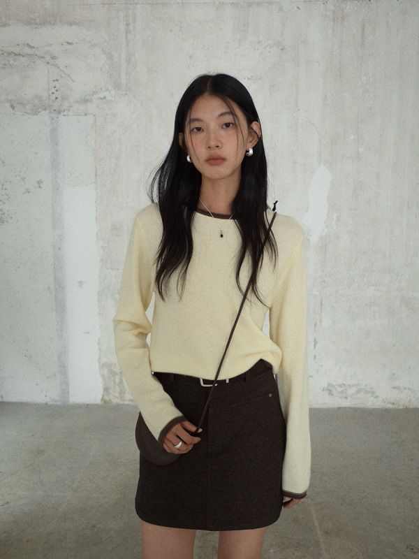 MMC DITION羊毛针织衫女十三行秋季新款韩系高级感撞色长袖打底衫|undefined