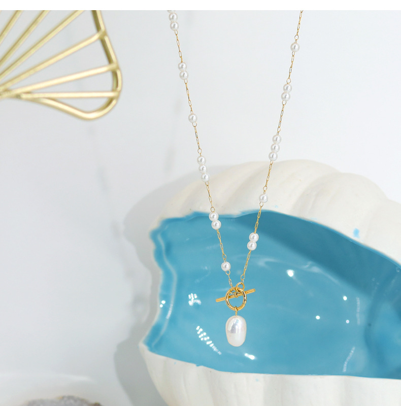 15g Weight Pendant Necklace Classification Fashion Solid Color Titanium Steel Pearl Pendant Necklace 1 Piece