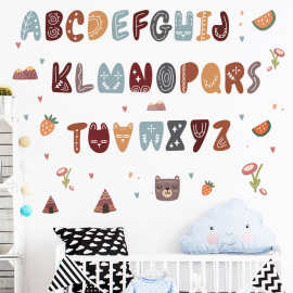 儿童早教贴纸英语启蒙26个字母墙贴画幼儿园教室背景贴画宝宝识字