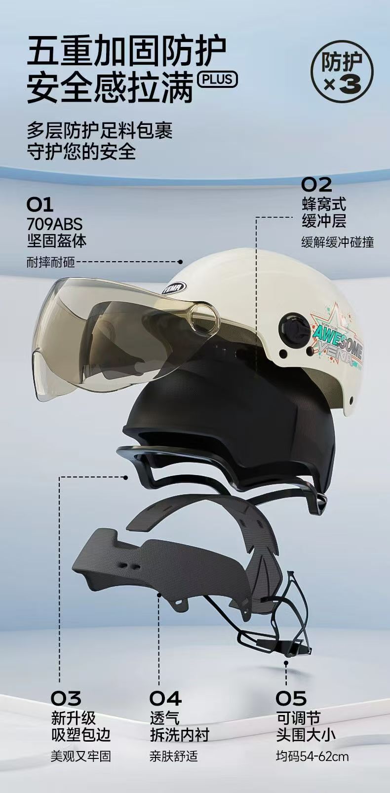 Motorcycle Helmet Summer Sunscreen Half Helmet 3C Certified