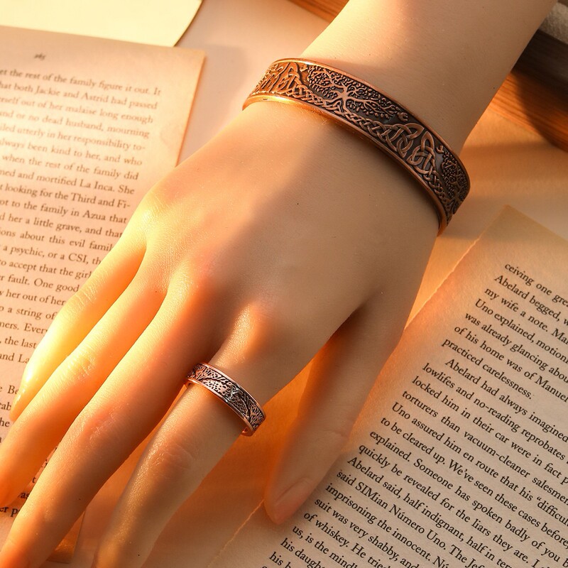 Cross-border dedicated to Vikings Tree of Life Opening Bracelet Ring suit European and American Retro Magnet Bracelet Ring Jewelry Cross-border dedicated to Vikings Tree of Life Opening Bracelet Ring suit European and American Retro Magnet Bracelet Ring Jewelry