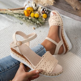 Foreign Trade European Code 2024 Summer Fashion All-match New Style Platform Cake with Buckle Sandals Women's Wedge Fish-toe Women's Trendy Shoes
