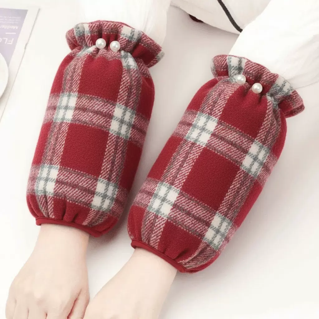 新款格子袖套短款棉服护袖女款冬季韩版洋气防脏袖头上班防污套袖