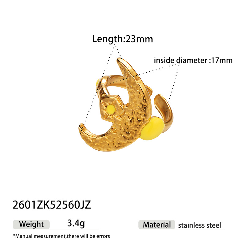 TENA Europa y América Italia clásica viento estrella luna diseño de modelado anillo de goteo personalidad joyas al por mayor