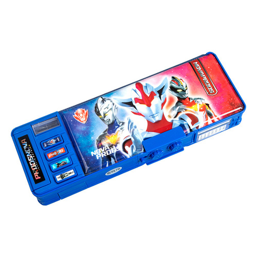 Wholesale multi-function pencil box for primary school students with large capacity and password for boys. Pen box with password lock. Ultraman stationery box.