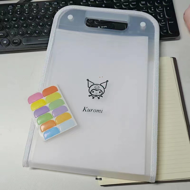 Sanrio almacenamiento de papel de prueba A4 bolsa de órgano vertical de alto aspecto ins estilo de dibujos animados hermoso estudiante de múltiples capas portátil