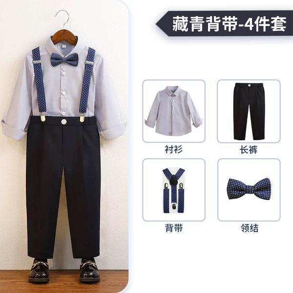 Long-sleeve, suspenders, set, shirt, trousers, bow tie, 4 pieces