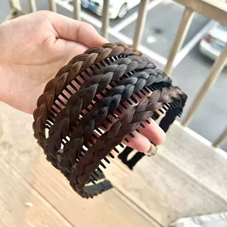 新款长齿假发发箍女防滑整理碎发鱼骨辫头箍发饰手工编织辫子头饰