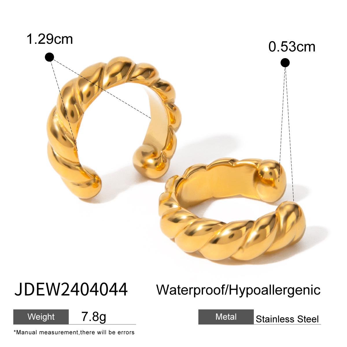 Europa y los Estados Unidos transfronterizos en el viento simple versátil de acero inoxidable de oro de 18 quilates en forma de cuerda de cáñamo redonda auriculares joyas para orejas mujeres