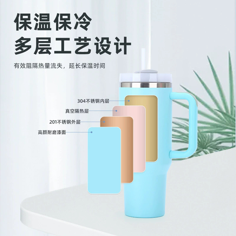 亚马逊40oz二代汽车杯304不锈钢大容量吸管手柄保温杯保冷冰霸杯|undefined